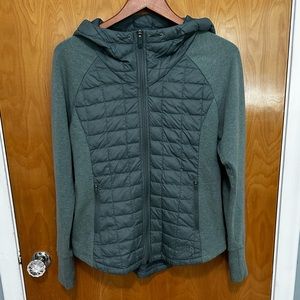 North Face Zip-up Jacket Green Puff High-neck